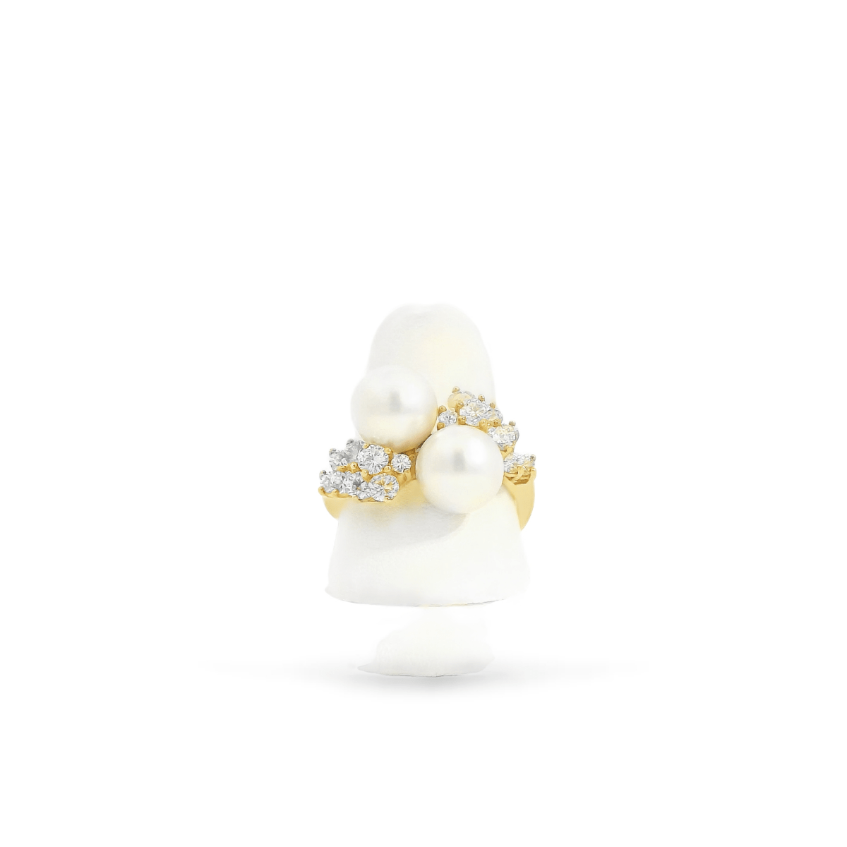 18KY Akoya Pearl and Diamond Ring 1ctw - Diamonds By Rothschild