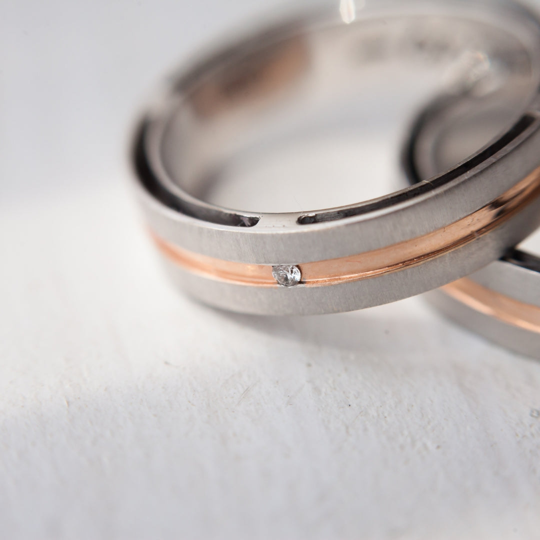 Mixed Metal Ring in Rose Gold and Stainless Steel