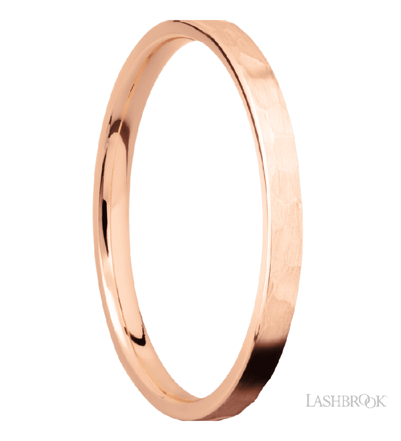 2 mm wide Flat 14K Rose Gold band.