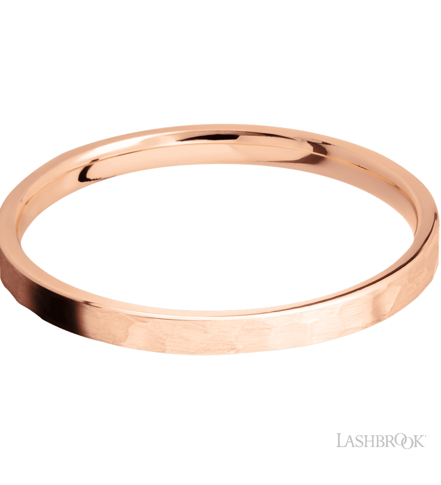 2 mm wide Flat 14K Rose Gold band.