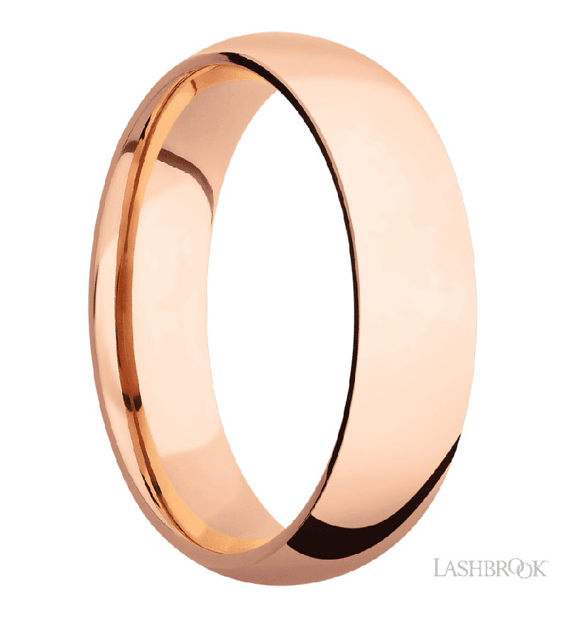 6 mm wide Domed 14K Rose Gold band.