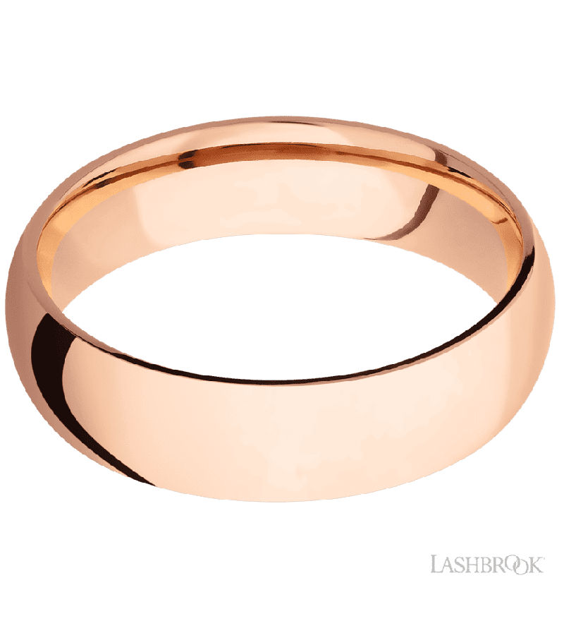 6 mm wide Domed 14K Rose Gold band.