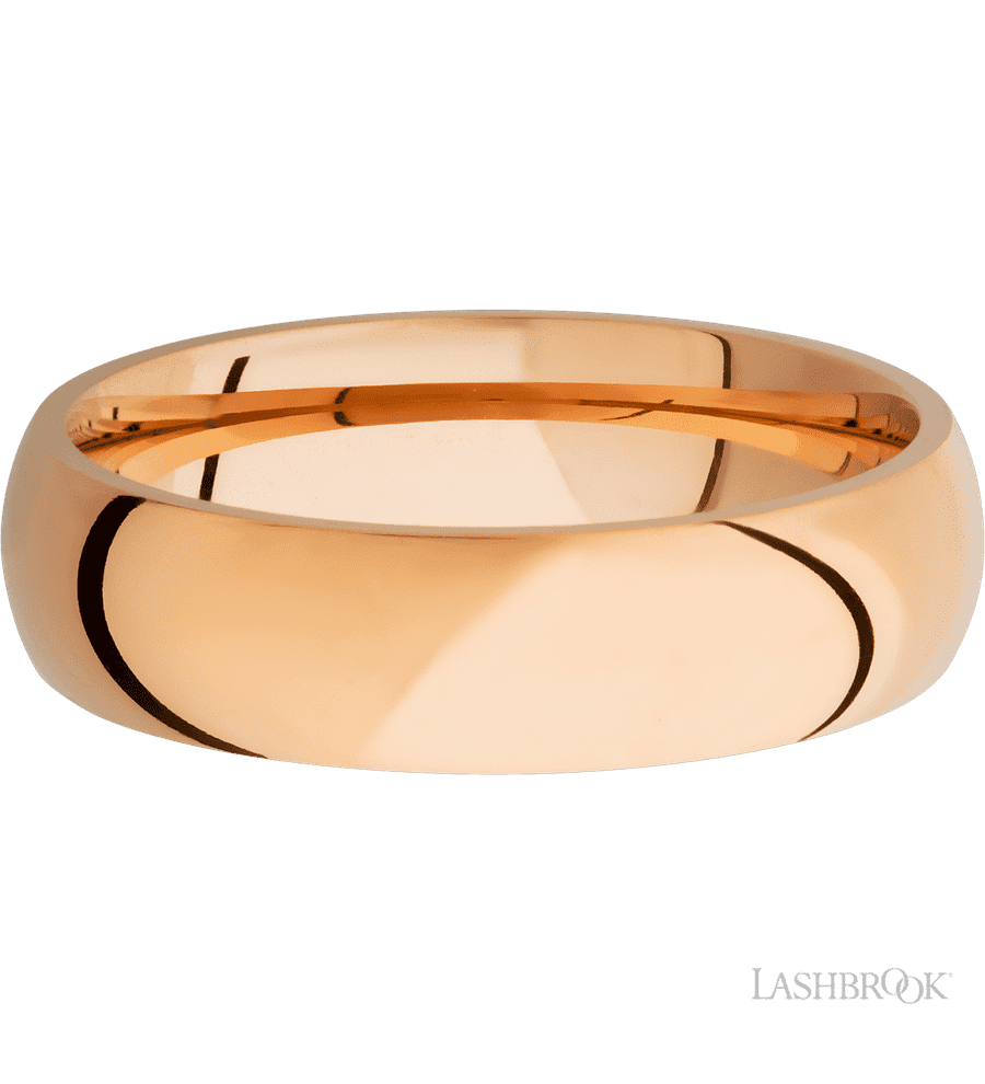6 mm wide Domed 14K Rose Gold band.