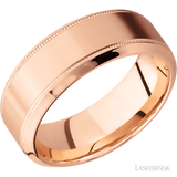 8 mm wide High Bevel Milgrain 14K Rose Gold band.