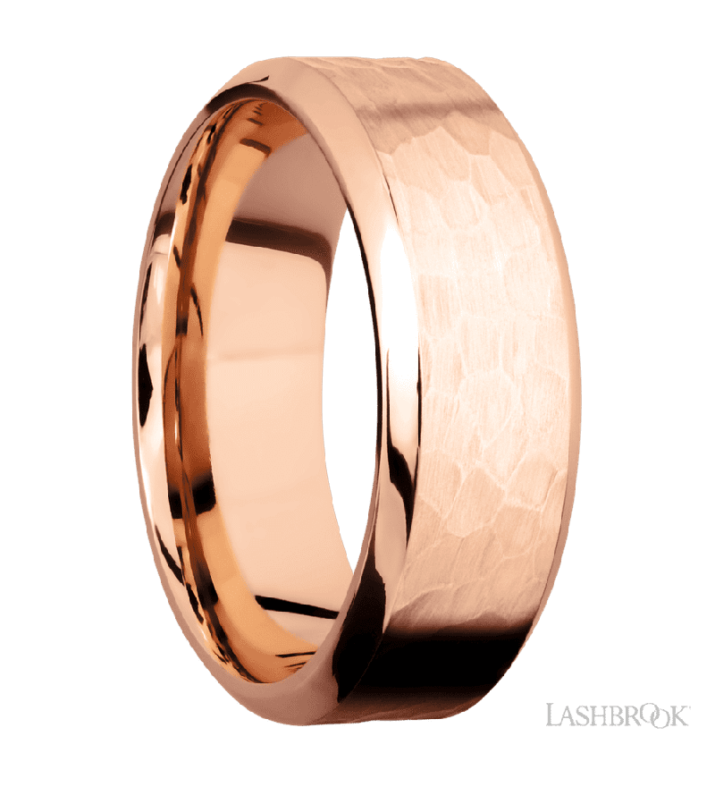 8 mm wide High Bevel 14K Rose Gold band.
