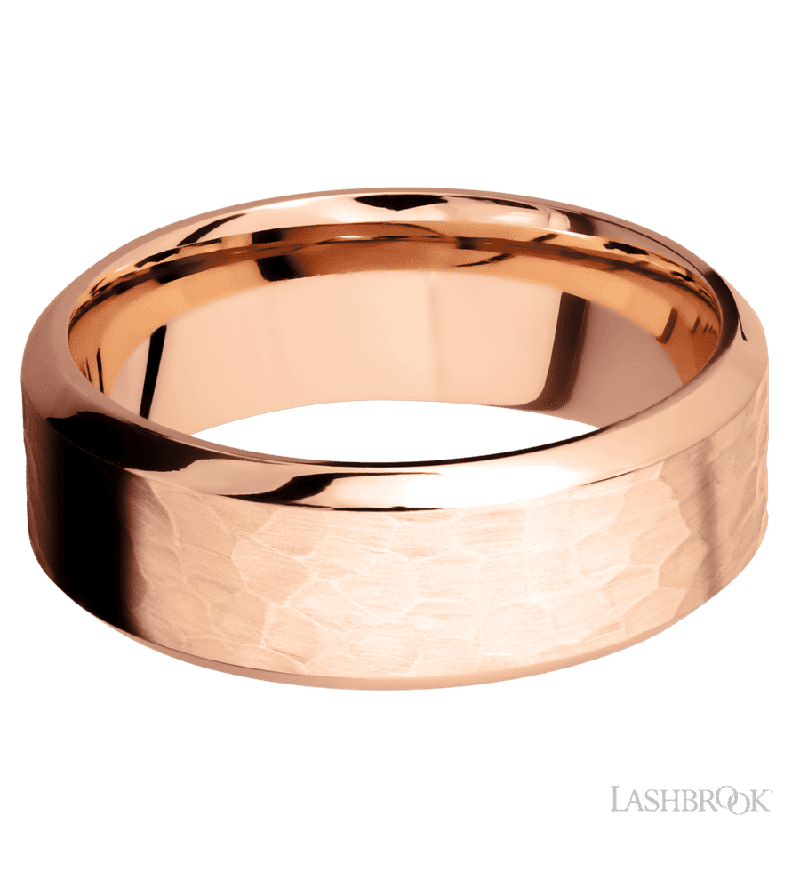8 mm wide High Bevel 14K Rose Gold band.