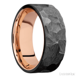 8 mm wide Flat Zirconium band featuring a 14K Rose Gold sleeve.