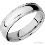 6 mm wide Domed Milgrain Edges 14K White Gold band.