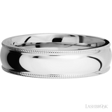 6 mm wide Domed Milgrain Edges 14K White Gold band.