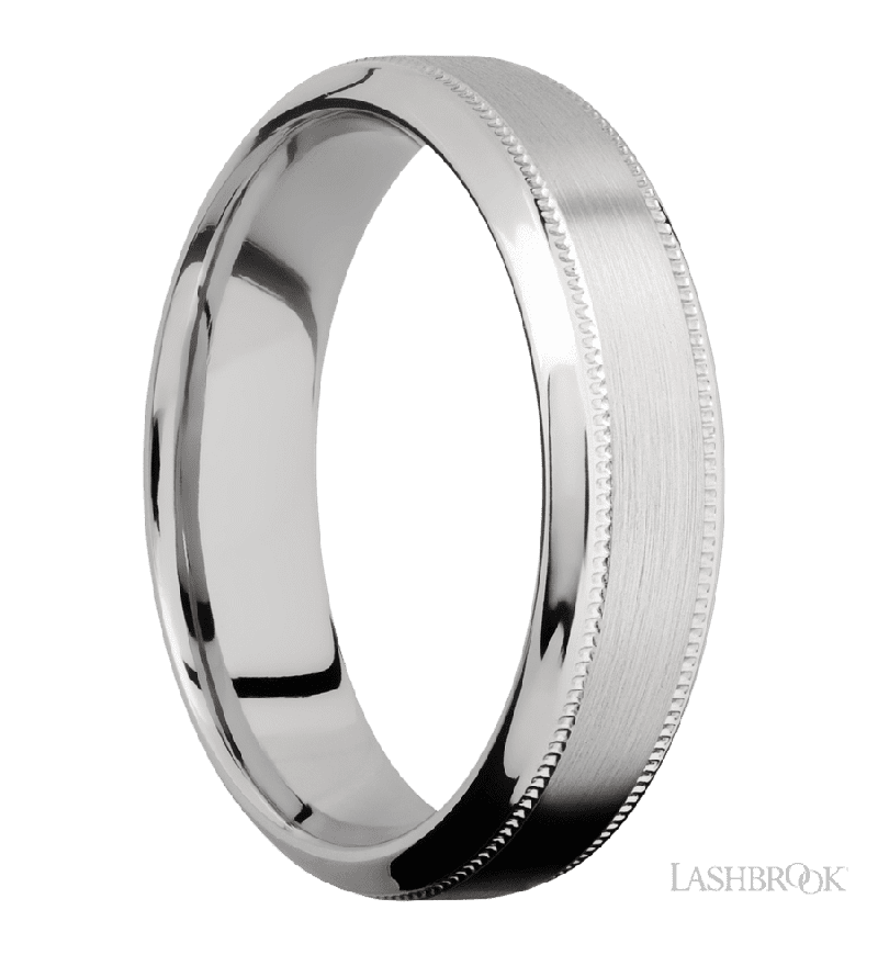 6 mm wide High Bevel Milgrain 14K White Gold band.