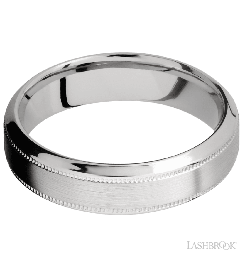 6 mm wide High Bevel Milgrain 14K White Gold band.