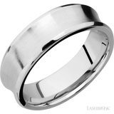 7 mm wide Concave Bevel 14K White Gold band.