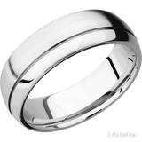 7 mm wide Domed with Off Center Accent Groove 14K White Gold band.
