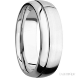 7 mm wide Domed with Off Center Accent Groove 14K White Gold band.