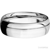 7 mm wide Domed with Off Center Accent Groove 14K White Gold band.