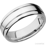 7 mm wide Domed with two accent grooves 14K White Gold band.