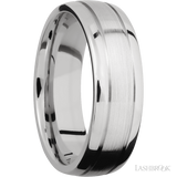 7 mm wide Domed with two accent grooves 14K White Gold band.