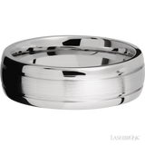 7 mm wide Domed with two accent grooves 14K White Gold band.