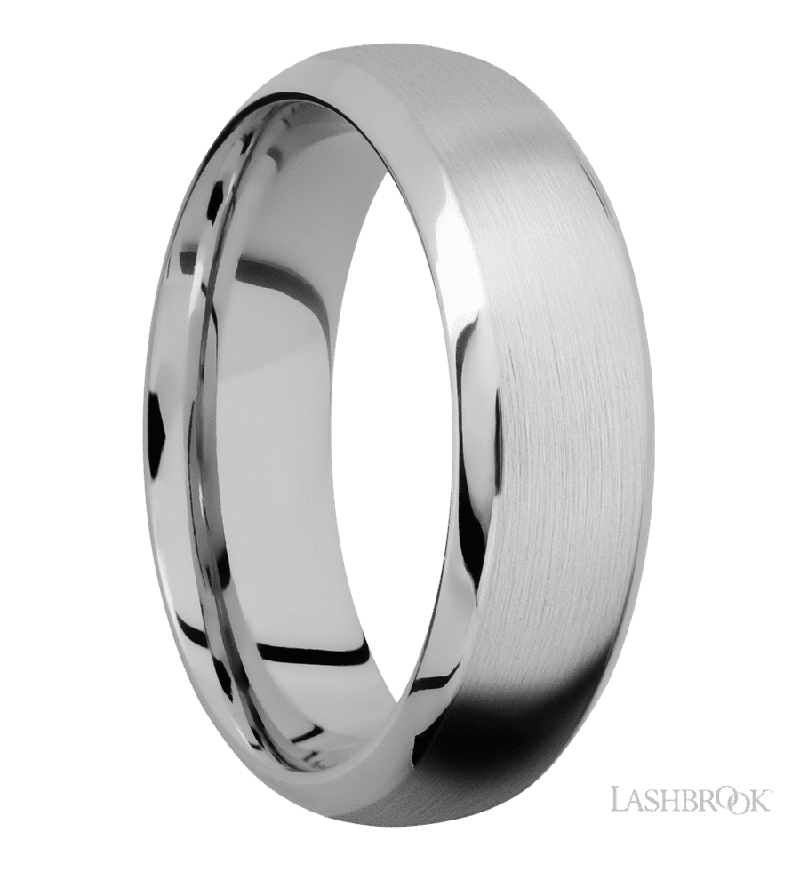 7 mm wide Domed Bevel 14K White Gold band.