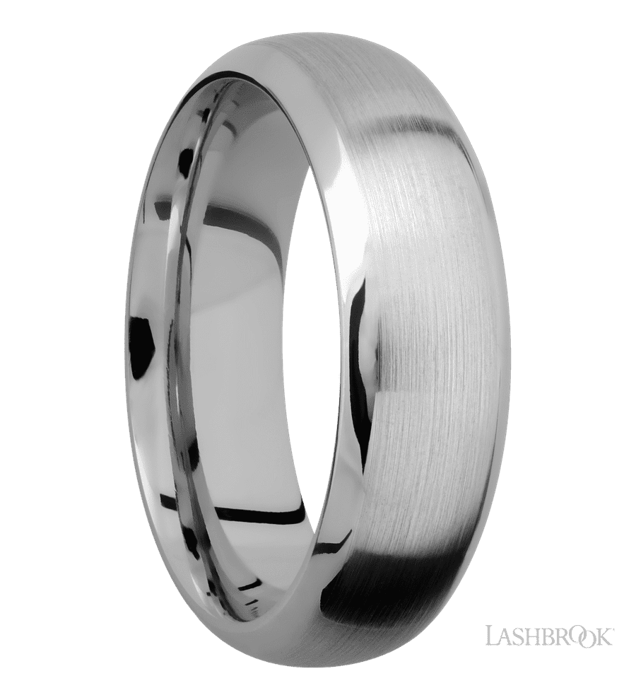 7 mm wide Domed Bevel 14K White Gold band.