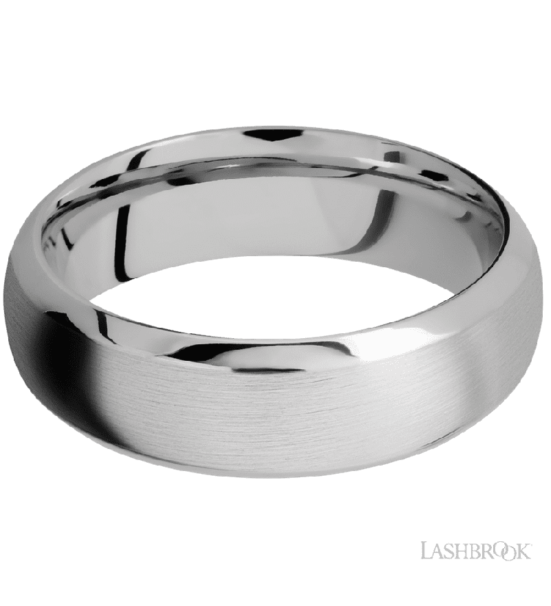 7 mm wide Domed Bevel 14K White Gold band.