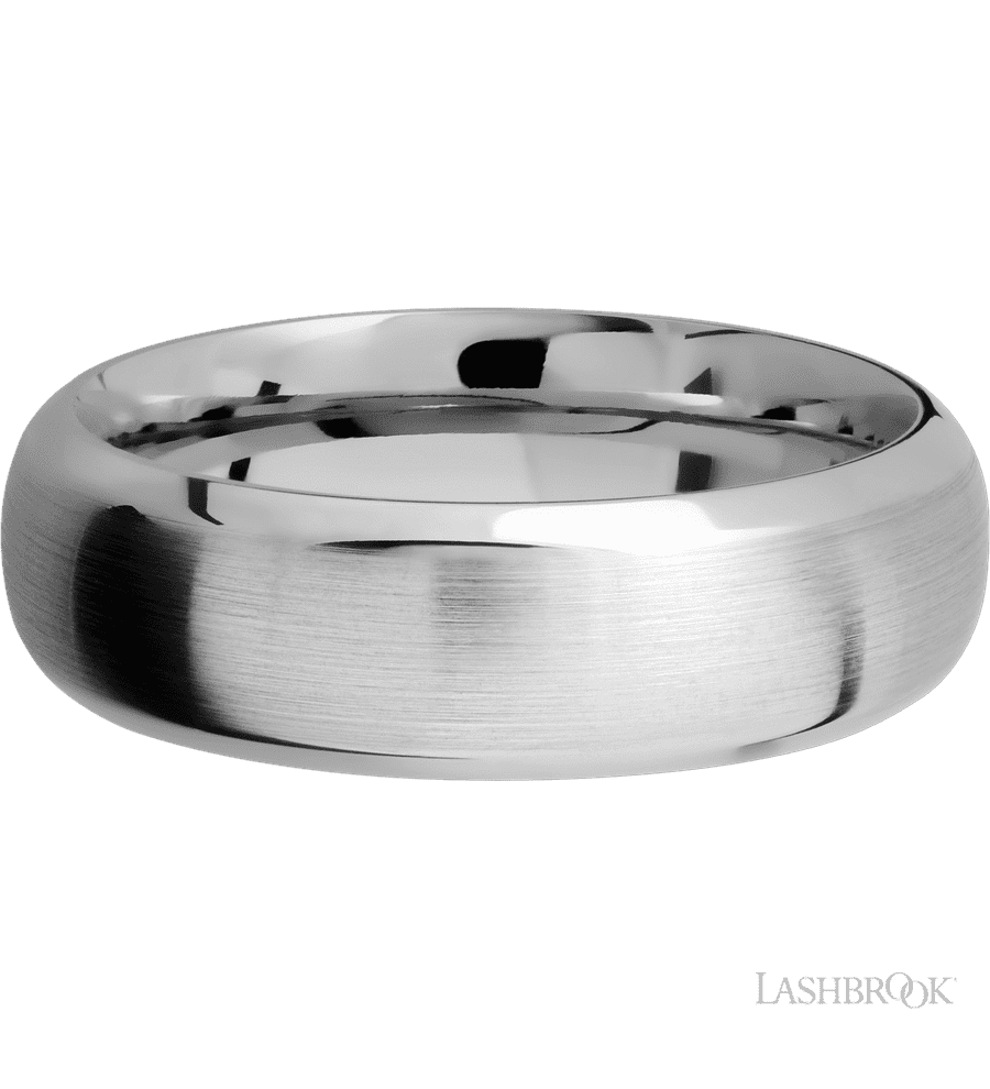 7 mm wide Domed Bevel 14K White Gold band.