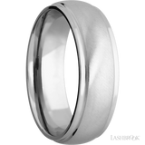7 mm wide Domed Stepped Down Edges 14K White Gold band.
