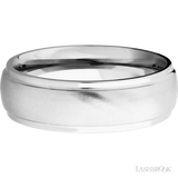 7 mm wide Domed Stepped Down Edges 14K White Gold band.