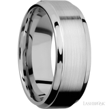 8 mm wide Stepped Bevel 14K White Gold band.