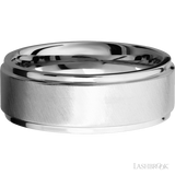 8 mm wide Flat Grooved Edges 14K White Gold band.