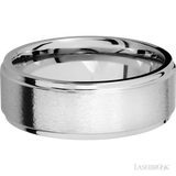 8 mm wide Flat Grooved Edges 14K White Gold band.