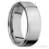 8 mm wide Flat Grooved Edges 14K White Gold band.