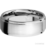 8 mm wide Flat Grooved Edges 14K White Gold band.