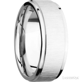 8 mm wide Flat Grooved Edges 14K White Gold band.