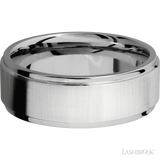 8 mm wide Flat Grooved Edges 14K White Gold band.