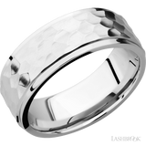 8 mm wide Flat Grooved Edges 14K White Gold band.