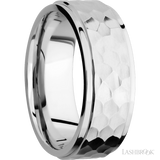 8 mm wide Flat Grooved Edges 14K White Gold band.