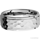 8 mm wide Flat Grooved Edges 14K White Gold band.