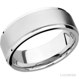 8 mm wide Flat Grooved Edges 14K White Gold band.