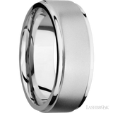8 mm wide Flat Grooved Edges 14K White Gold band.
