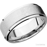 8 mm wide Flat Grooved Edges 14K White Gold band.