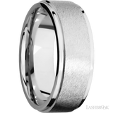8 mm wide Flat Grooved Edges 14K White Gold band.