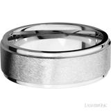8 mm wide Flat Grooved Edges 14K White Gold band.