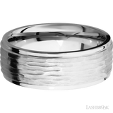 8 mm wide Flat Grooved Edges 14K White Gold band.