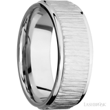 8 mm wide Flat Grooved Edges 14K White Gold band.