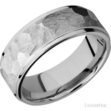 8 mm wide Flat Grooved Edges 14K White Gold band.
