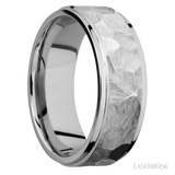 8 mm wide Flat Grooved Edges 14K White Gold band.