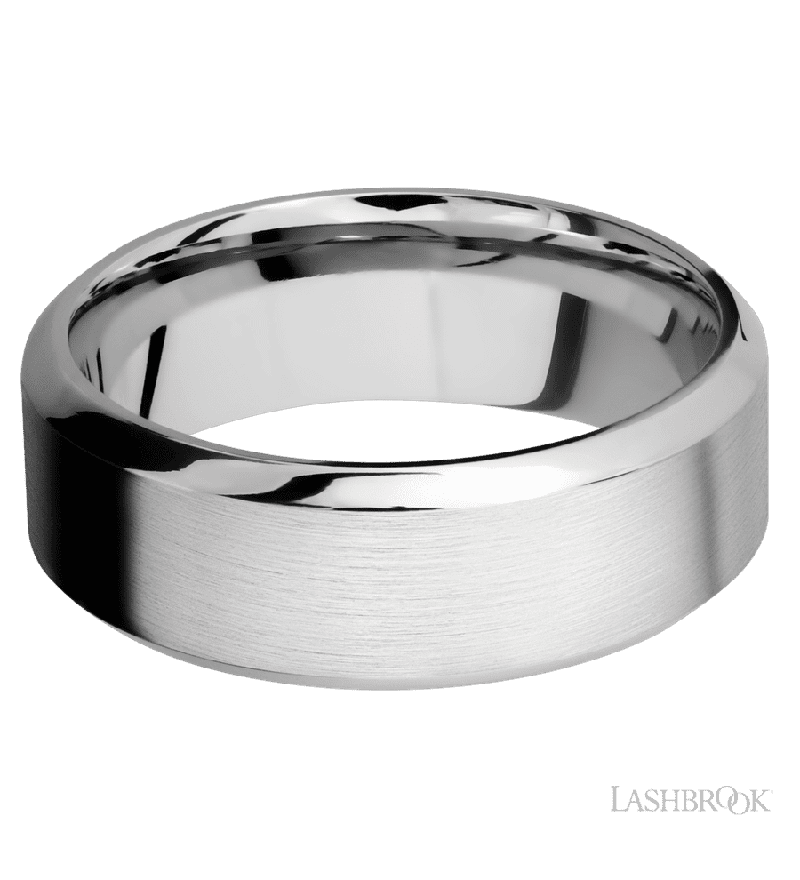 8 mm wide High Bevel 14K White Gold band.