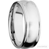 8 mm wide Domed Rounded Edges 14K White Gold band.