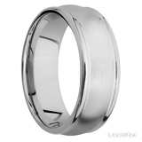 8 mm wide Domed Rounded Edges 14K White Gold band.